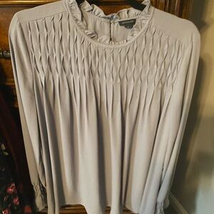 Ann Taylor grey ruffle blouse